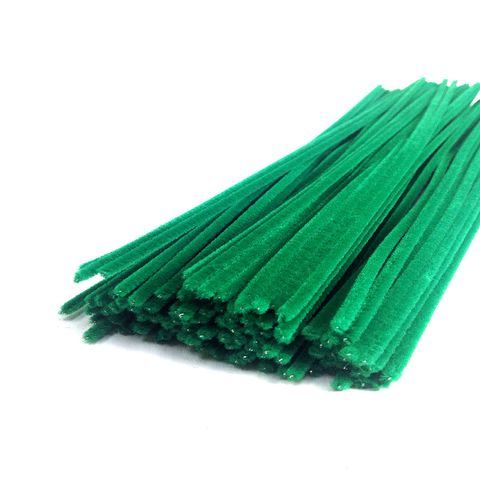 Xmas Chenille Stems - 6mm Green Pk 100